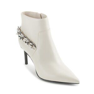 Karl Lagerfeld Paris Women's Sambra Chain Ankle Bootie Boot, Soft White, 9